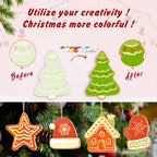 Decorative Christmas ornaments before and after decoration with text 'Utilize your creativity! Christmas more colorful!'