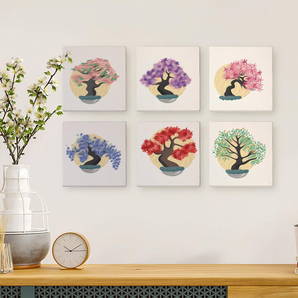 Step-by-step Eternal Bonsai mini paint by numbers painting process