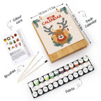 Artistic set with calendar, paintbrushes, and paint tubes on a white background