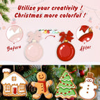 Before and after transformation of a Christmas ornament with decorative elements on a festive background.