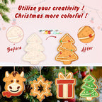 Decorative Christmas cookie cutters with before and after transformation on a festive background.