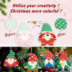 Before and after transformation of a Christmas gnome ornament with colorful paint options.