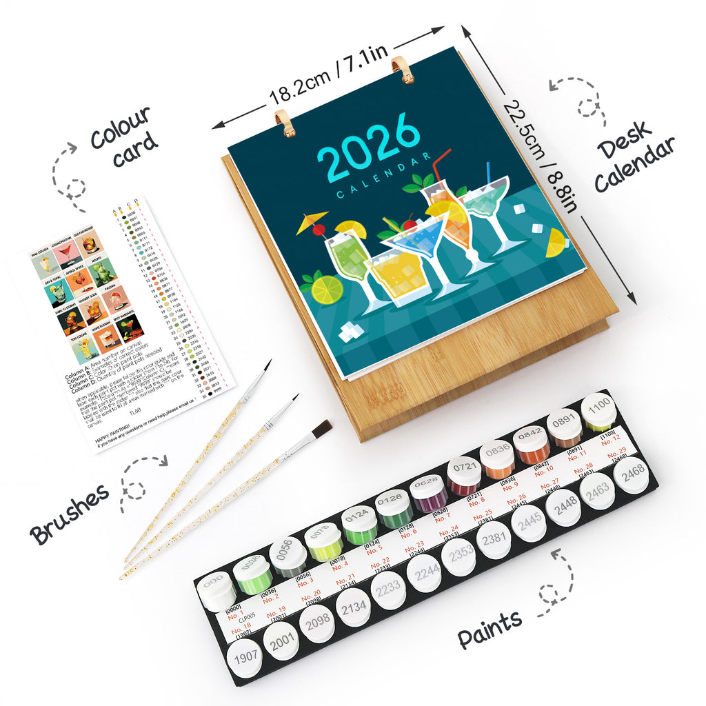 Kit creativo de pintura de calendario de cócteles para relajarte durante tus pasatiempos.