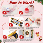 Step-by-step guide on how to use a paint kit for decorative purposes, with illustrations and text.