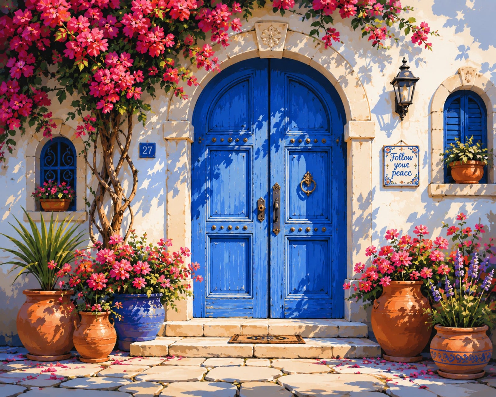 Puerta de jardín azul