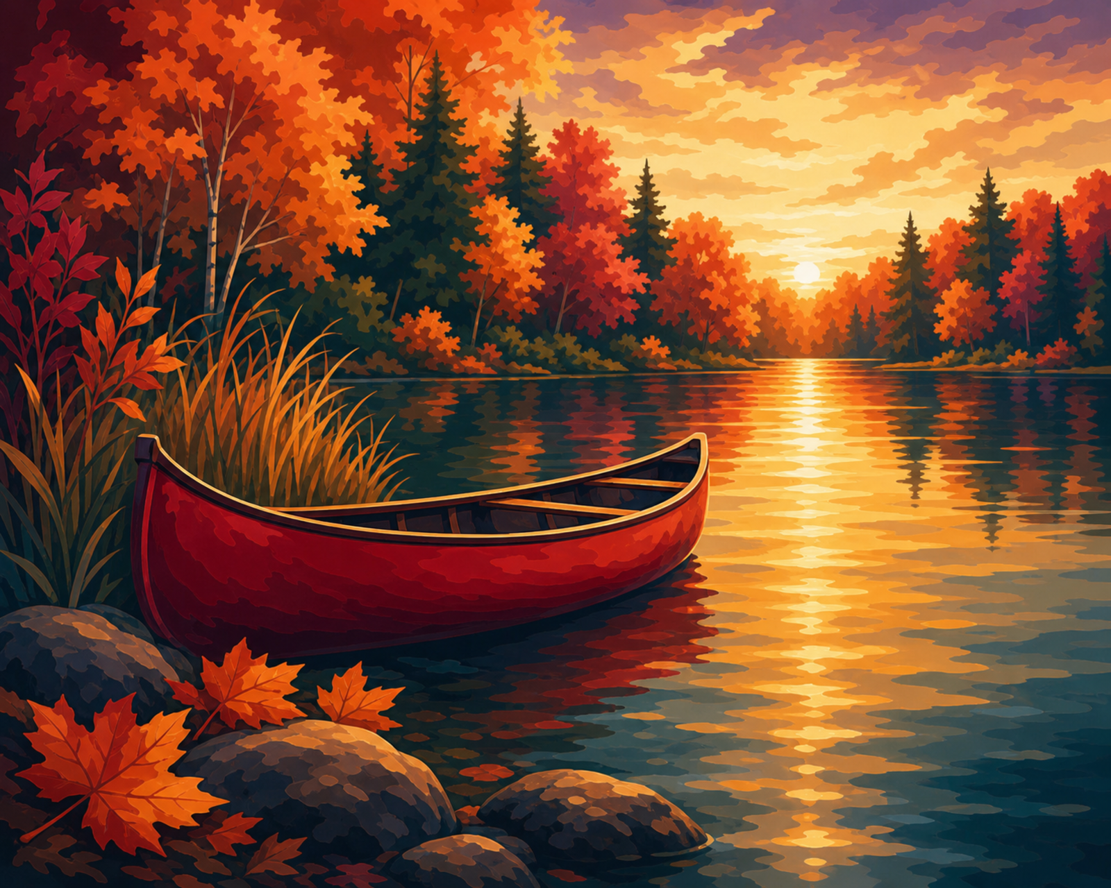 Herbstliches Kanu