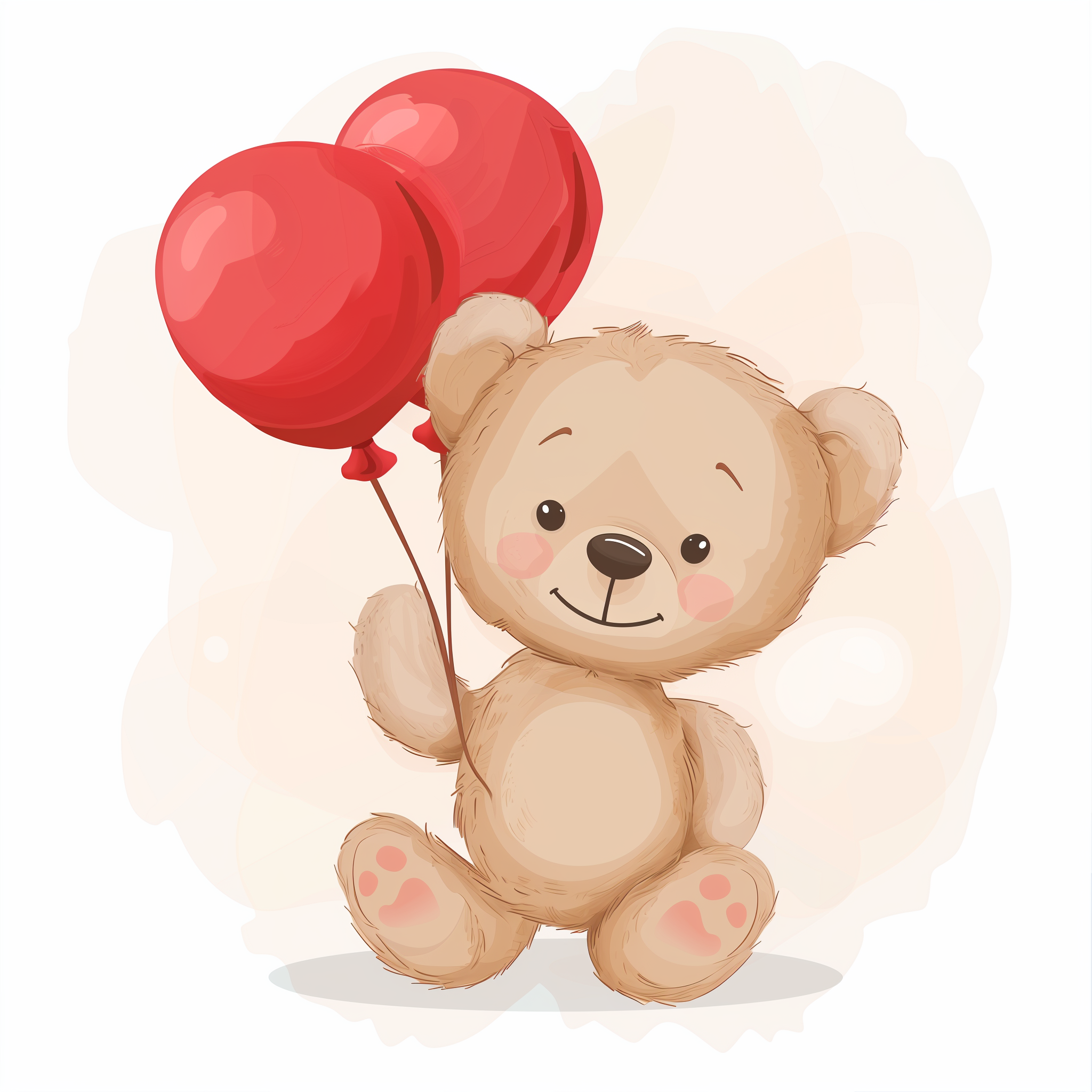 A paint by numbers kit depicting a teddy bear holding two red balloons.