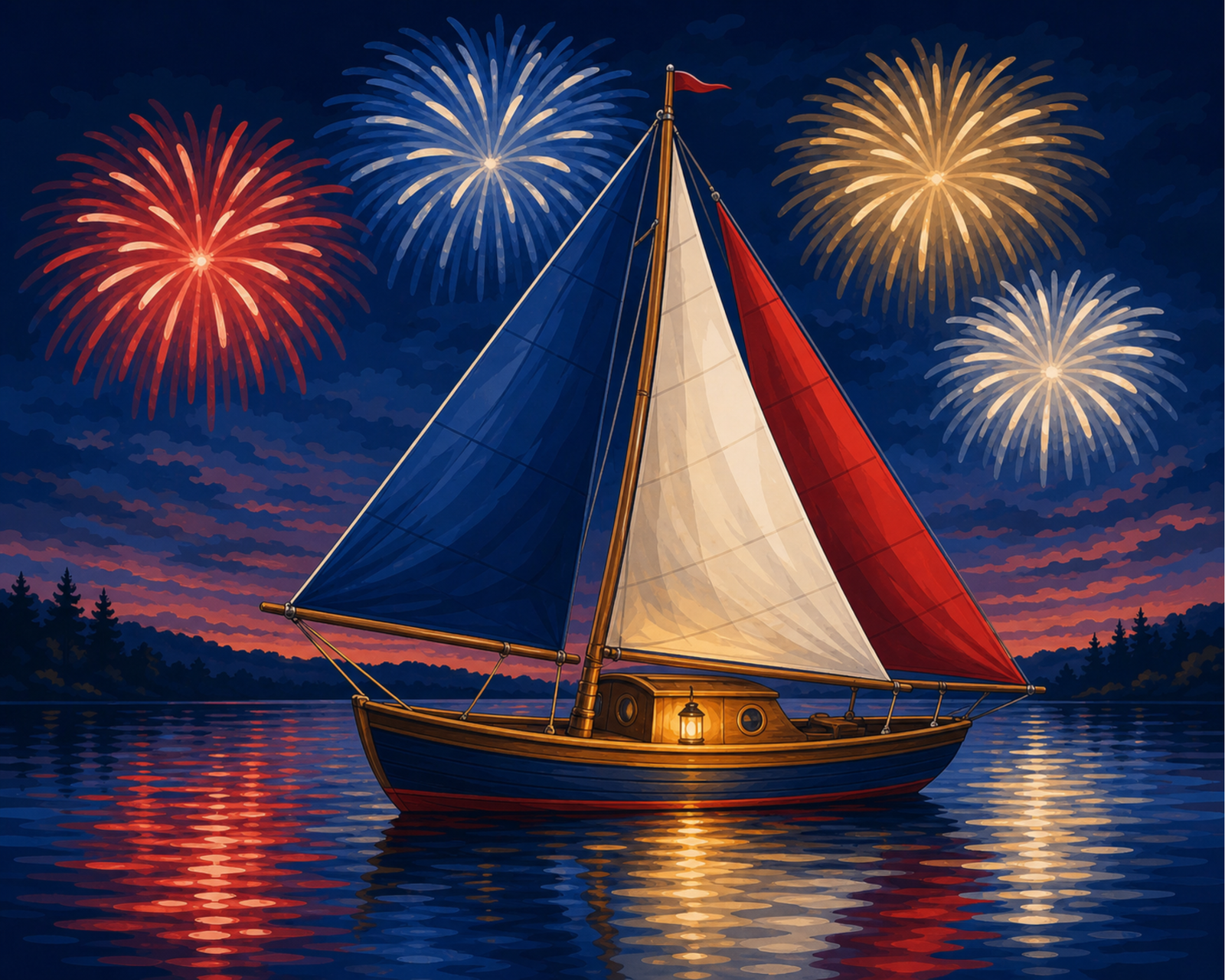 Patriotisches Segelboot