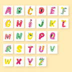 Colorful alphabet letters on a beige background