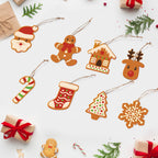 Collection of Christmas-themed paper ornaments on a white background