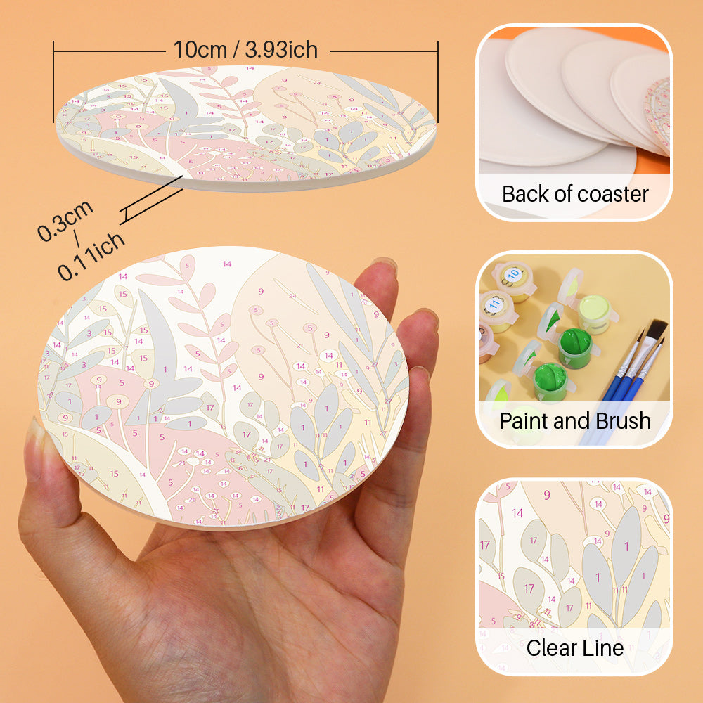 Collection of Earthy Elegance Paint by Numbers Coasters inspired by famous art paintings from varied artists.