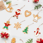 Collection of Christmas-themed cookie cutout ornaments on a white background