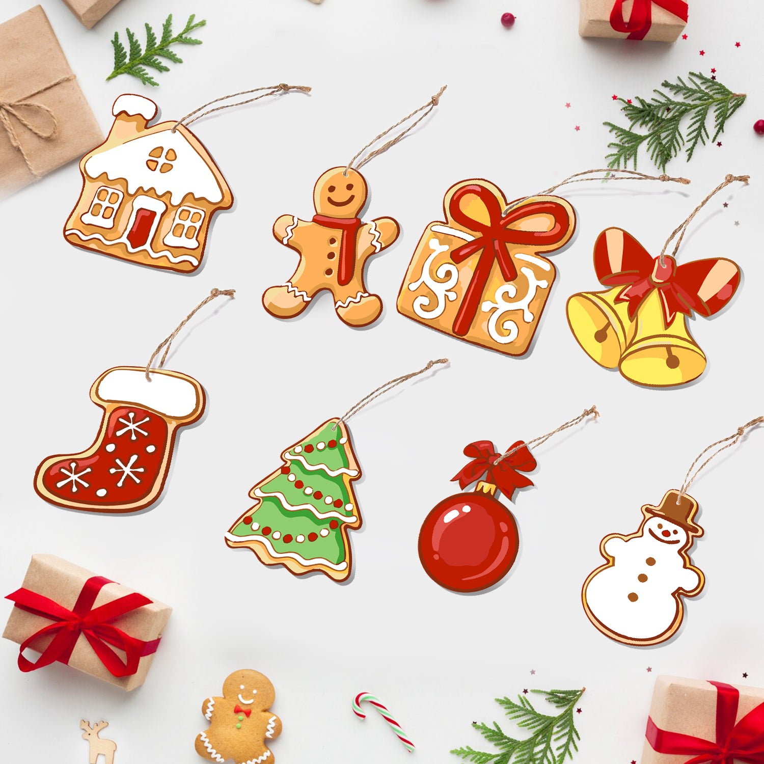 Collection of Christmas-themed cookie cutters on a white background