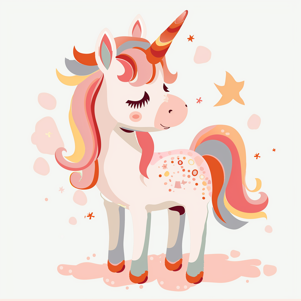 A paint by numbers kit depicting a colorful unicorn with stars in the background.