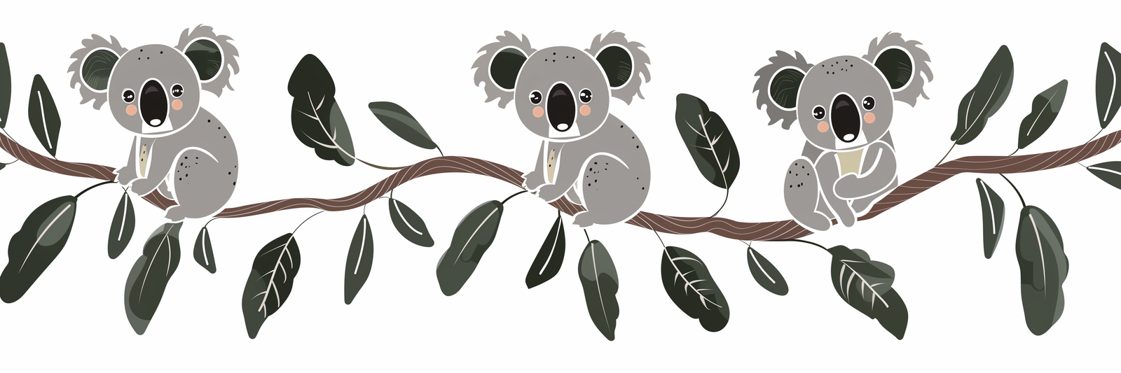 Koala-Baumspitzen zum Malen nach Zahlen, die eine ruhige Waldszene darstellen, die von berühmten Gemälden inspiriert ist und an den Stil der berühmten Gemälde von Vincent Van Gogh erinnert.