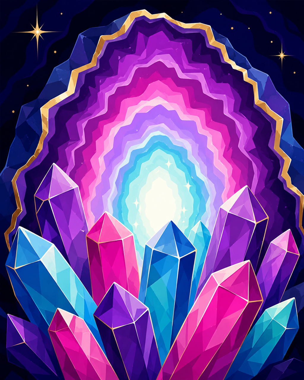 Finished Crystal Geode paint by numbers artwork