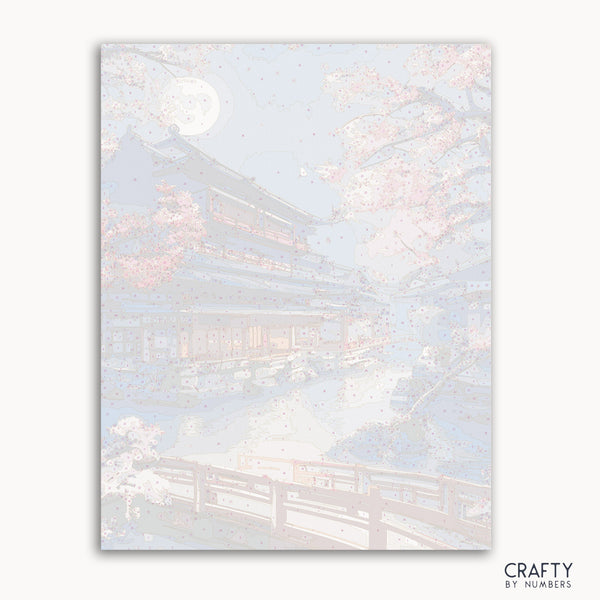 Kyoto Shrine paint by numbers kit linen canvas with detailed numbered sections.