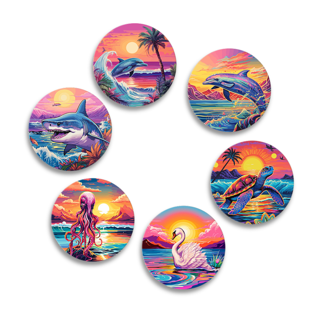 Kit de pintura por números DIY Ocean Glow para adultos, relajante arte costero, juego de 6.