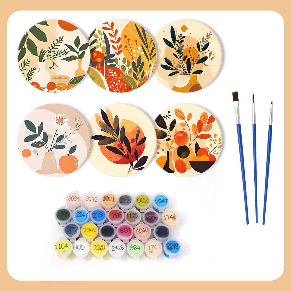 Posavasos Earthy Elegance que captura formas dinámicas de pinturas famosas de Picasso y contrastes de colores llamativos.