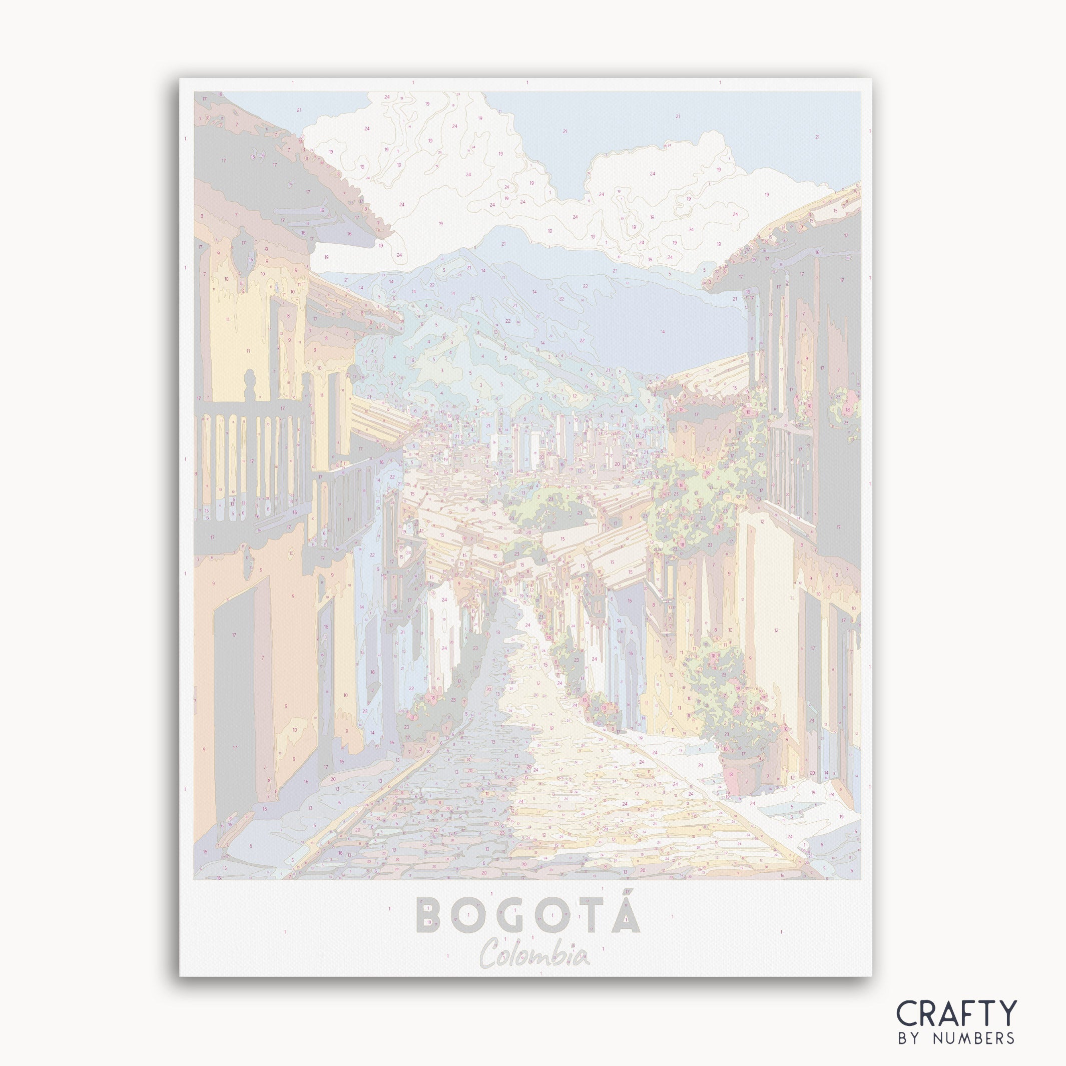 a paint by numbers canvas of travel poster of BOGOTA
