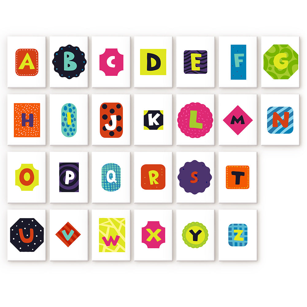 Colorful alphabet letters on a white background