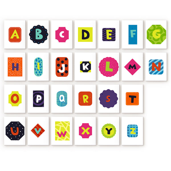 Colorful alphabet letters on a white background