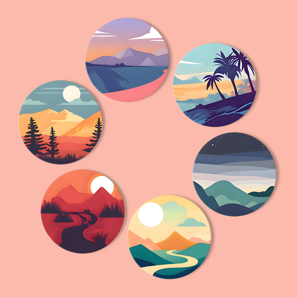 Easy canvas art painting kit, dreamy landscape paint by numbers set of 6 for DIY décor.