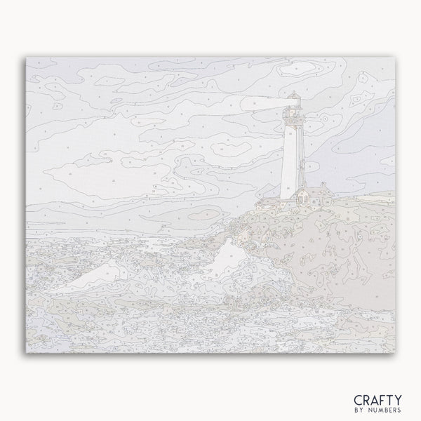 A Light of Hope paint by numbers kit featuring a glowing lantern in a dark forest scene