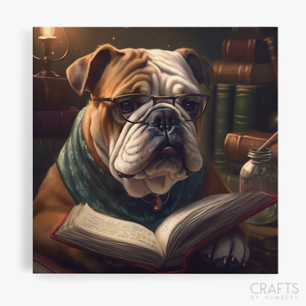 bulldog reading book