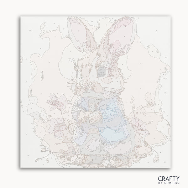Blue Jacket Bunny paint by number inspired by famous paintings and vincent van gogh famous paintings styles.