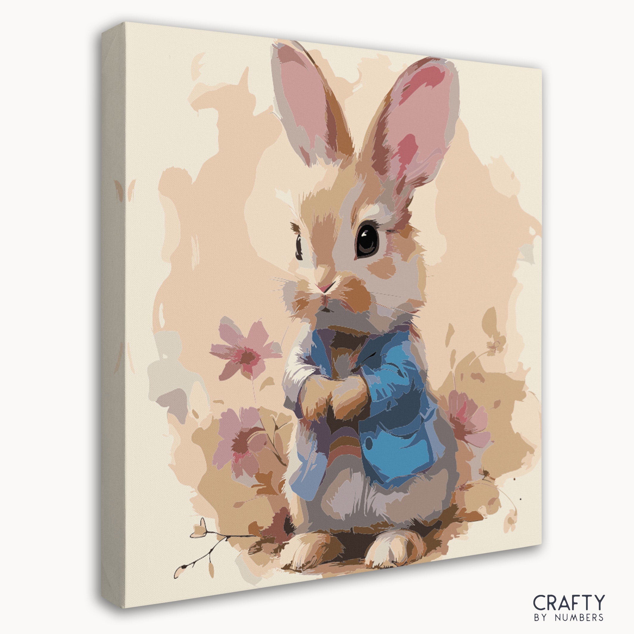 Blue Jacket Bunny artwork featuring colors reminiscent of most famous paintings and famous landscape paintings.
