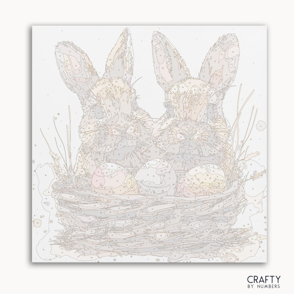 Bunny Bliss Basket paint by number featuring famous paintings inspired by vincent van gogh famous paintings and famous landscape paintings.