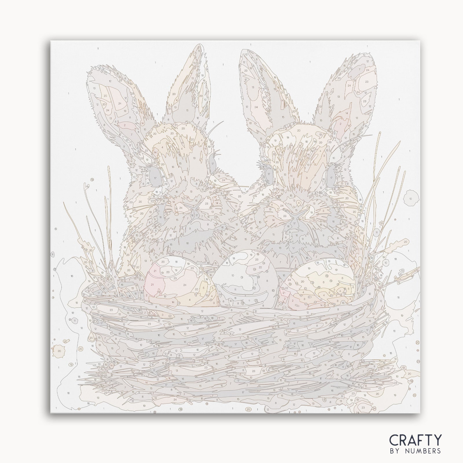 Detailed Bunny Bliss Basket paint by numbers design