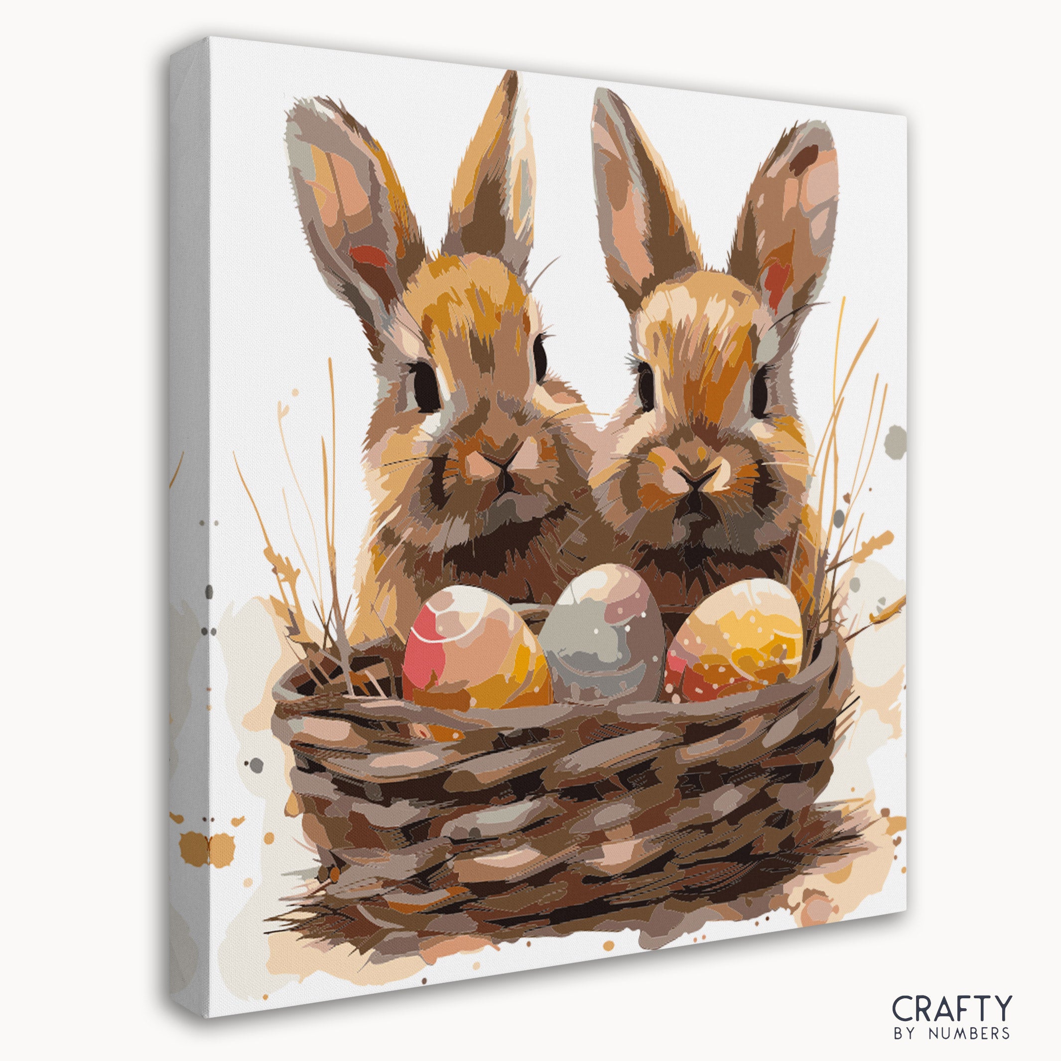 Creative Bunny Bliss Basket paint by number with top 10 picasso famous paintings and famous art paintings style.