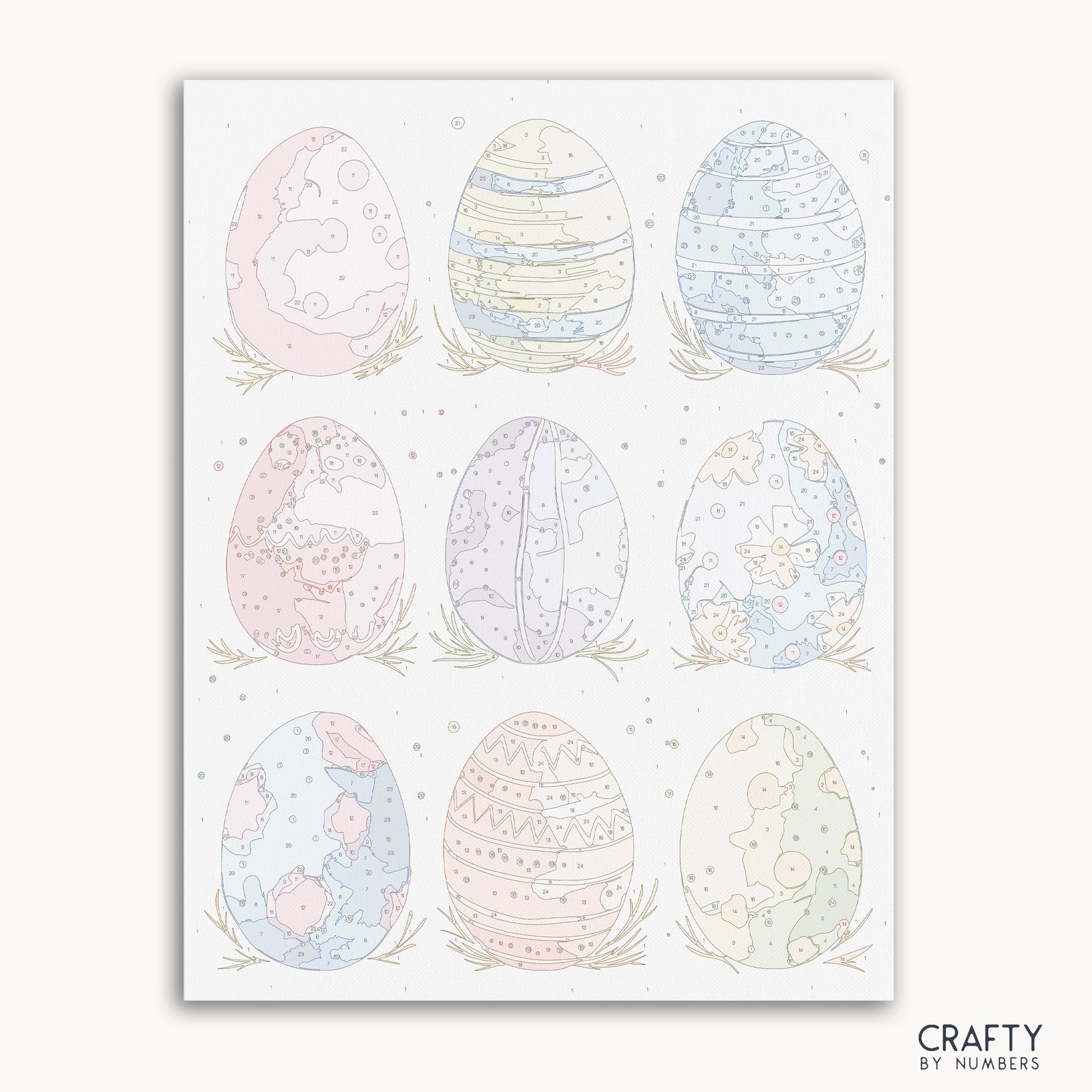 Detailed Easter Aquarelle paint by numbers design