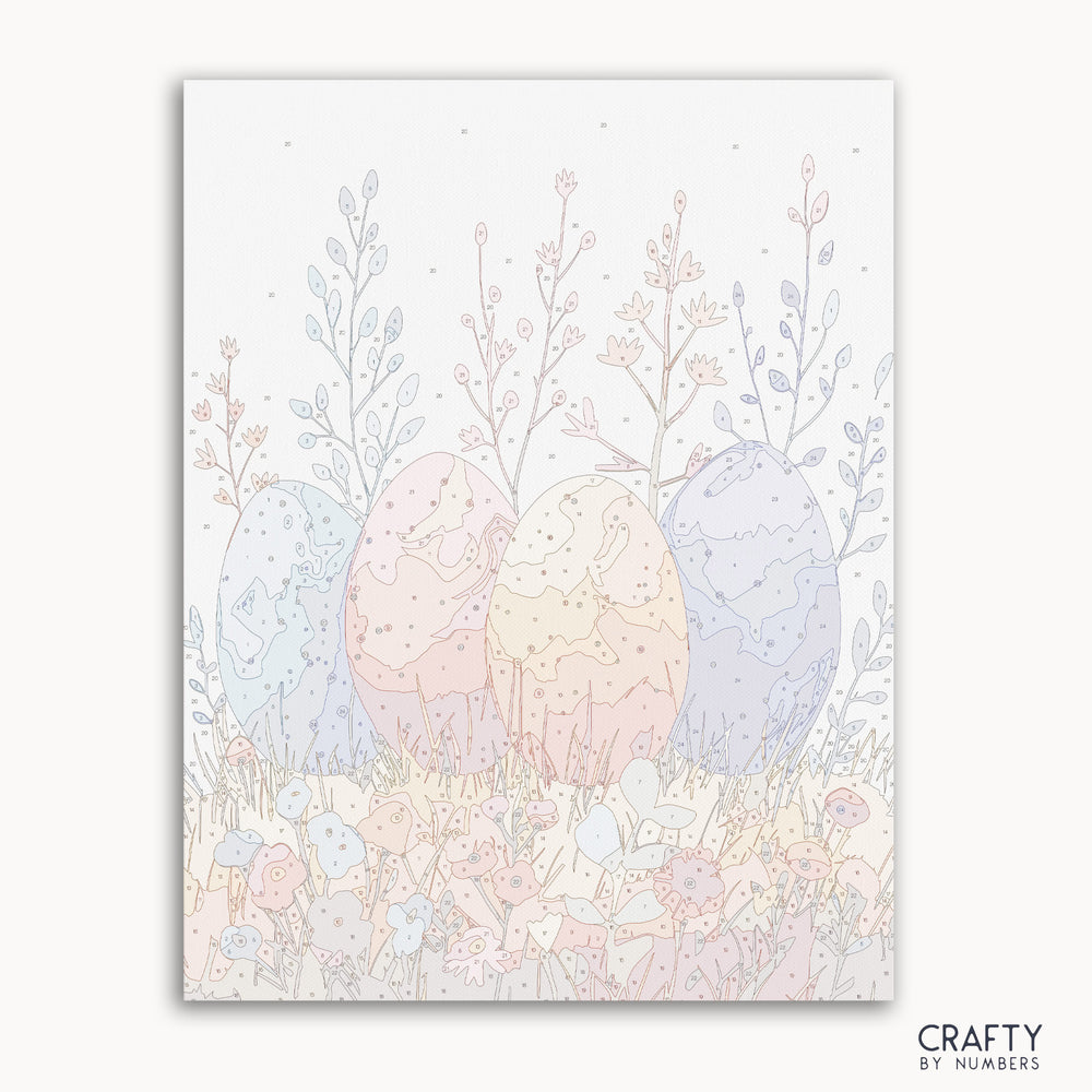 DIY painting kit featuring eggs decorated with flowers, perfect for creative hobby and home decor.