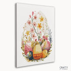 Beautiful floral egg-scape paint by number featuring vibrant flowers reminiscent of famous landscape paintings and famous still life paintings.