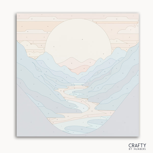 Alpine Glow paint by numbers mountain landscape kit