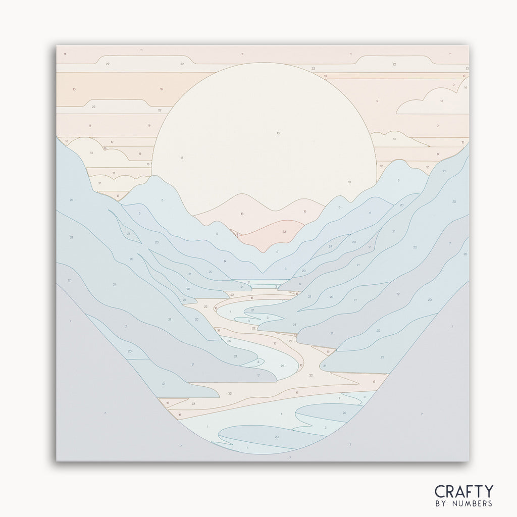 Alpine Glow paint by numbers mountain landscape kit