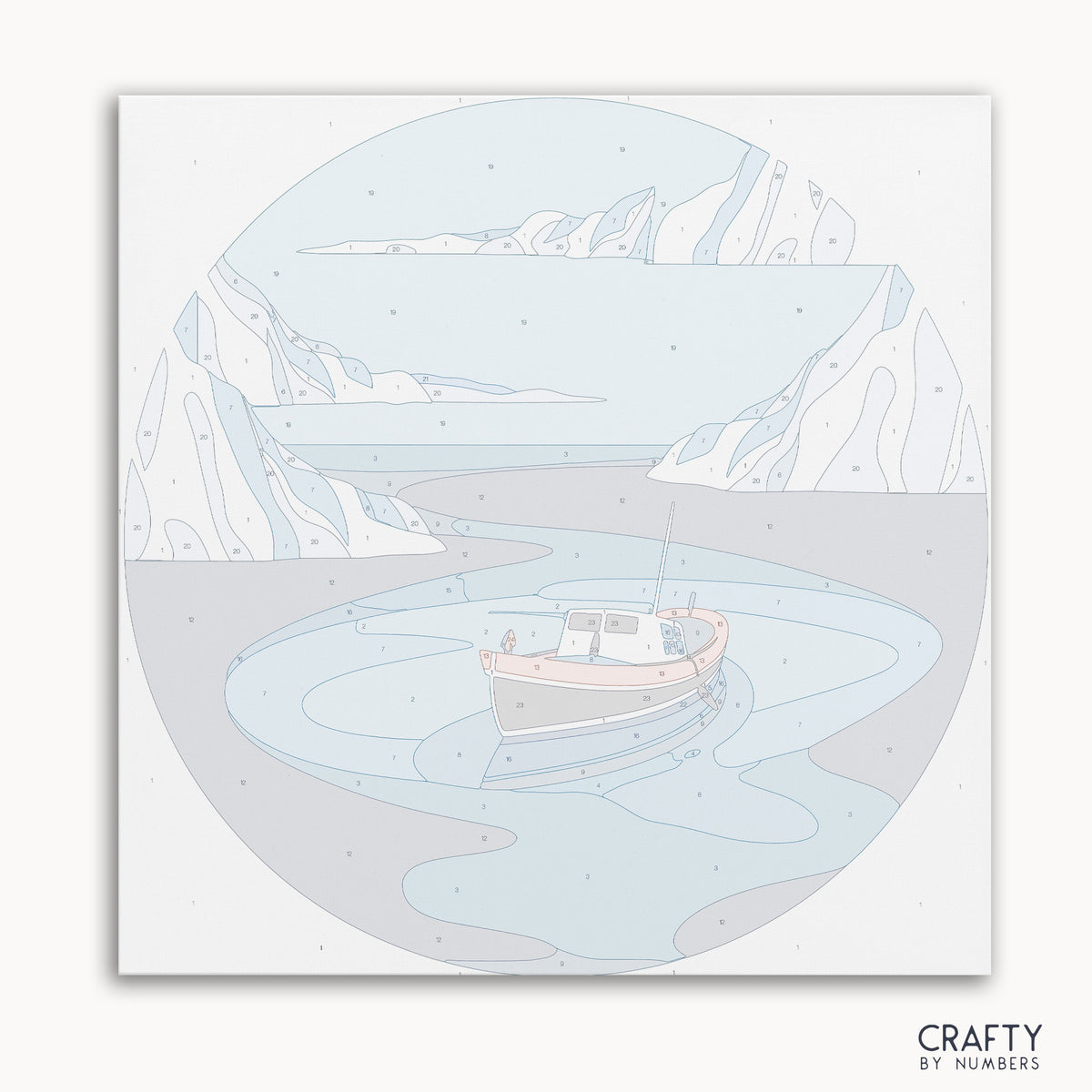 Arctic Voyage paint by numbers kit featuring icy landscapes and snowy mountains
