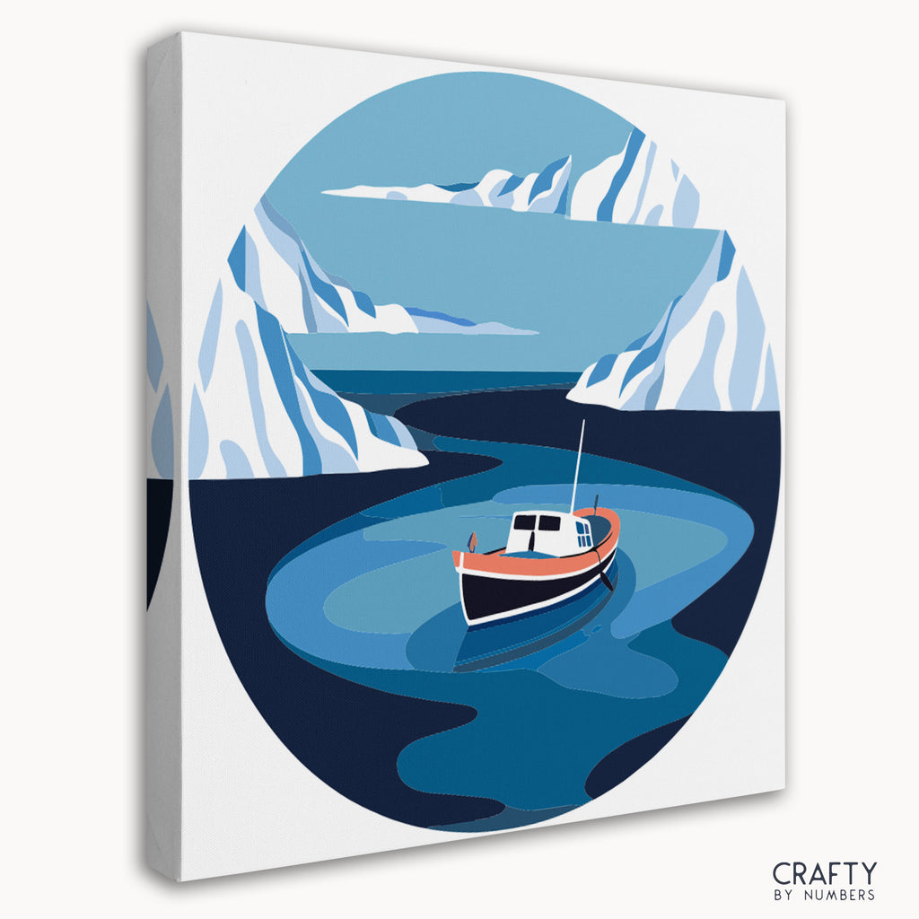 Polar bear standing on ice floe in Arctic Voyage paint by numbers canvas