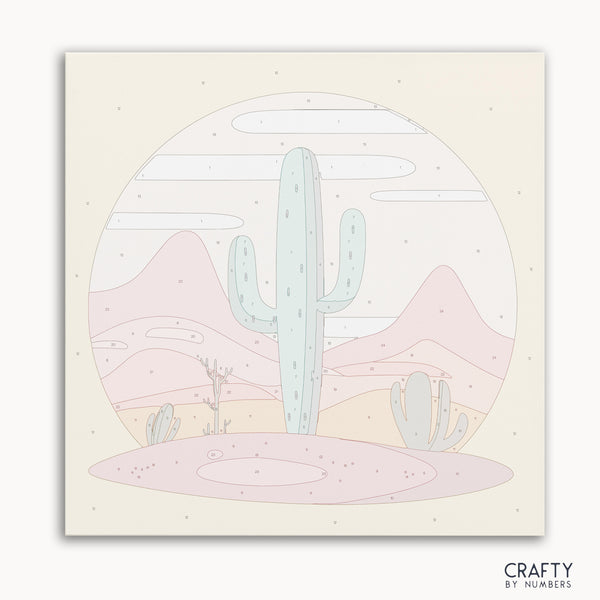 Cactus Calm paint by numbers kit featuring desert cactus scene