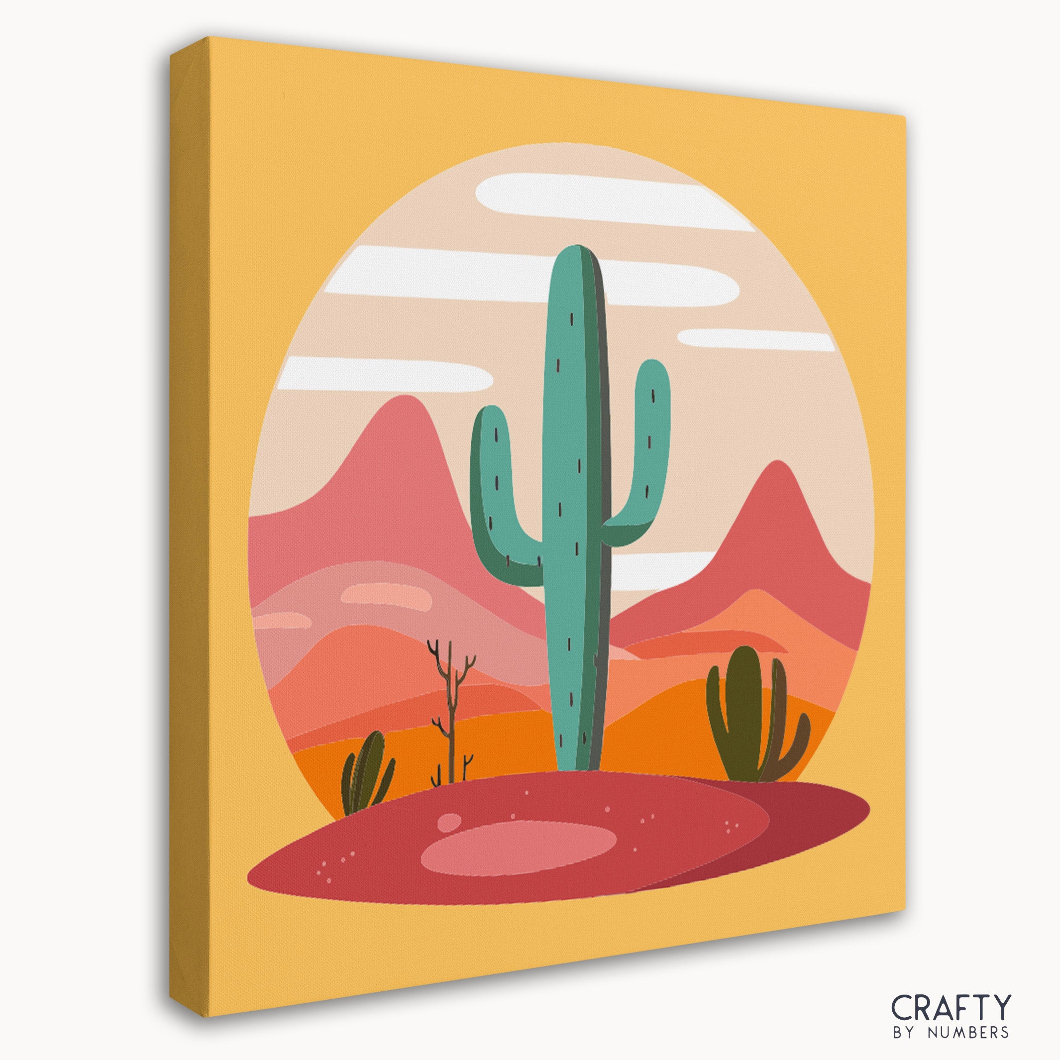 Relaxing cactus-themed paint by numbers artwork for beginners