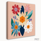 A bright bouquet of daisies echoing famous landscape paintings and famous flower paintings themes.