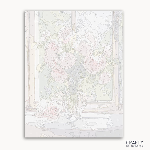 Crystal Vase Floralpaint by Number featuring vibrant flowers, inspired by famous paintings and van gogh famous paintings.