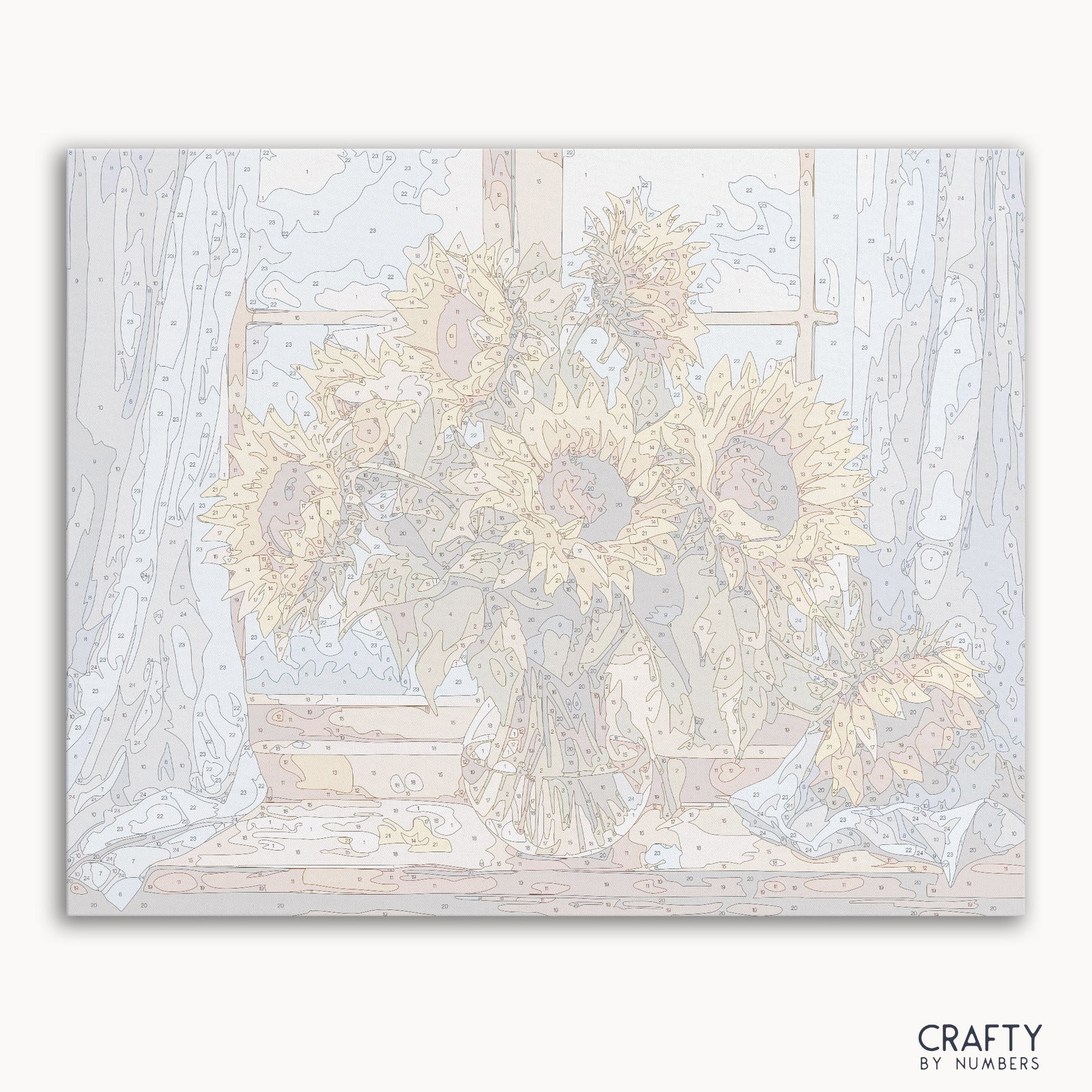 Malen nach Zahlen „Goldene Ernte“ mit lebendigen Farben, inspiriert von berühmten Gemälden und berühmten Gemäldestilen von Vincent Van Gogh.