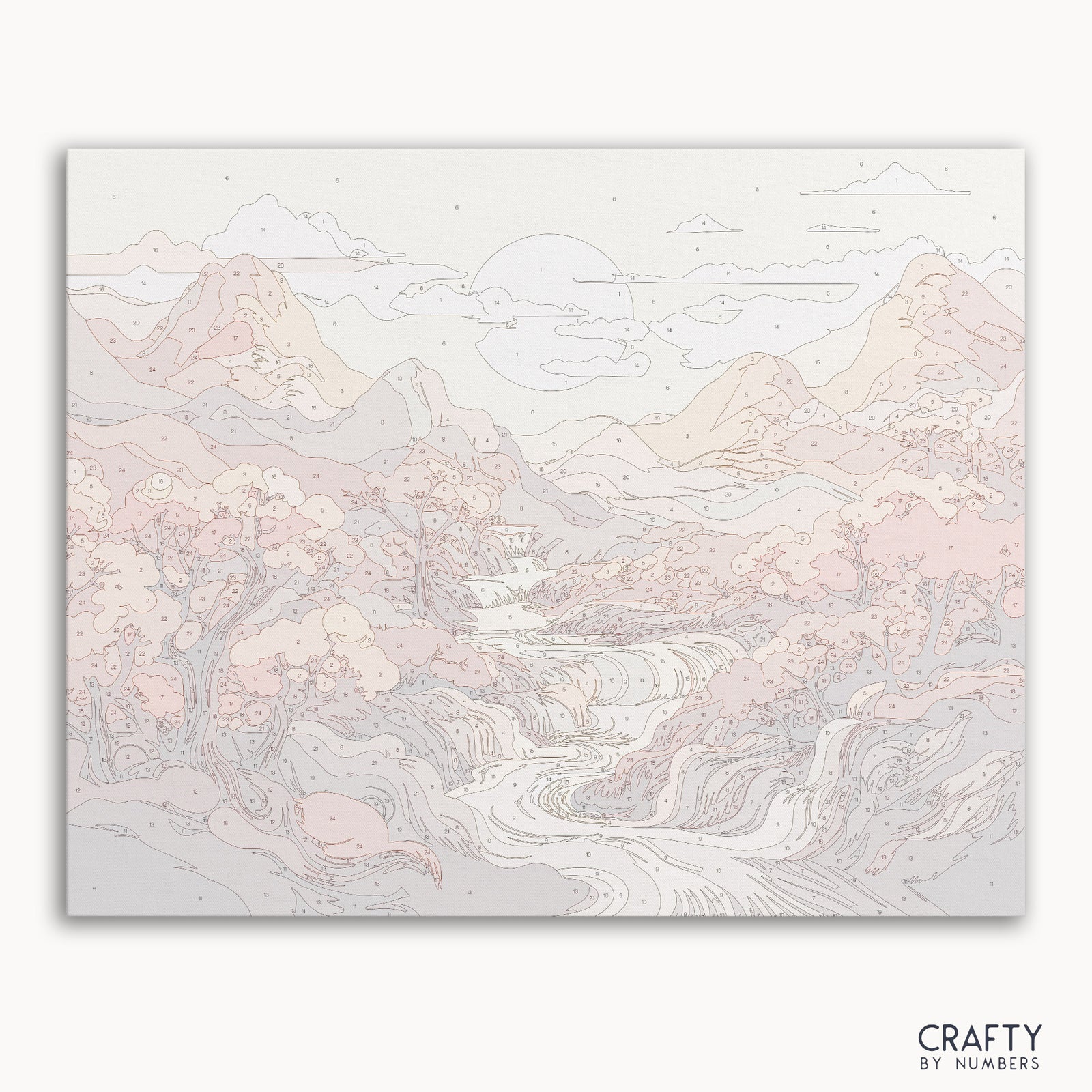 Golden River paint by numbers canvas kit