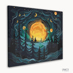 DIY painting kit of a mystical moonlit landscape with detailed outlines