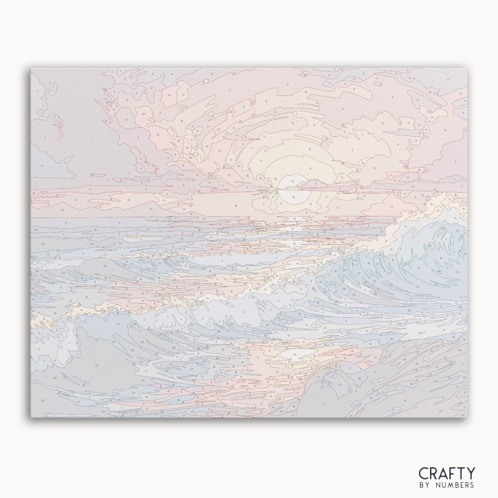 Sunset Swells pinta por números diseño de olas oceánicas