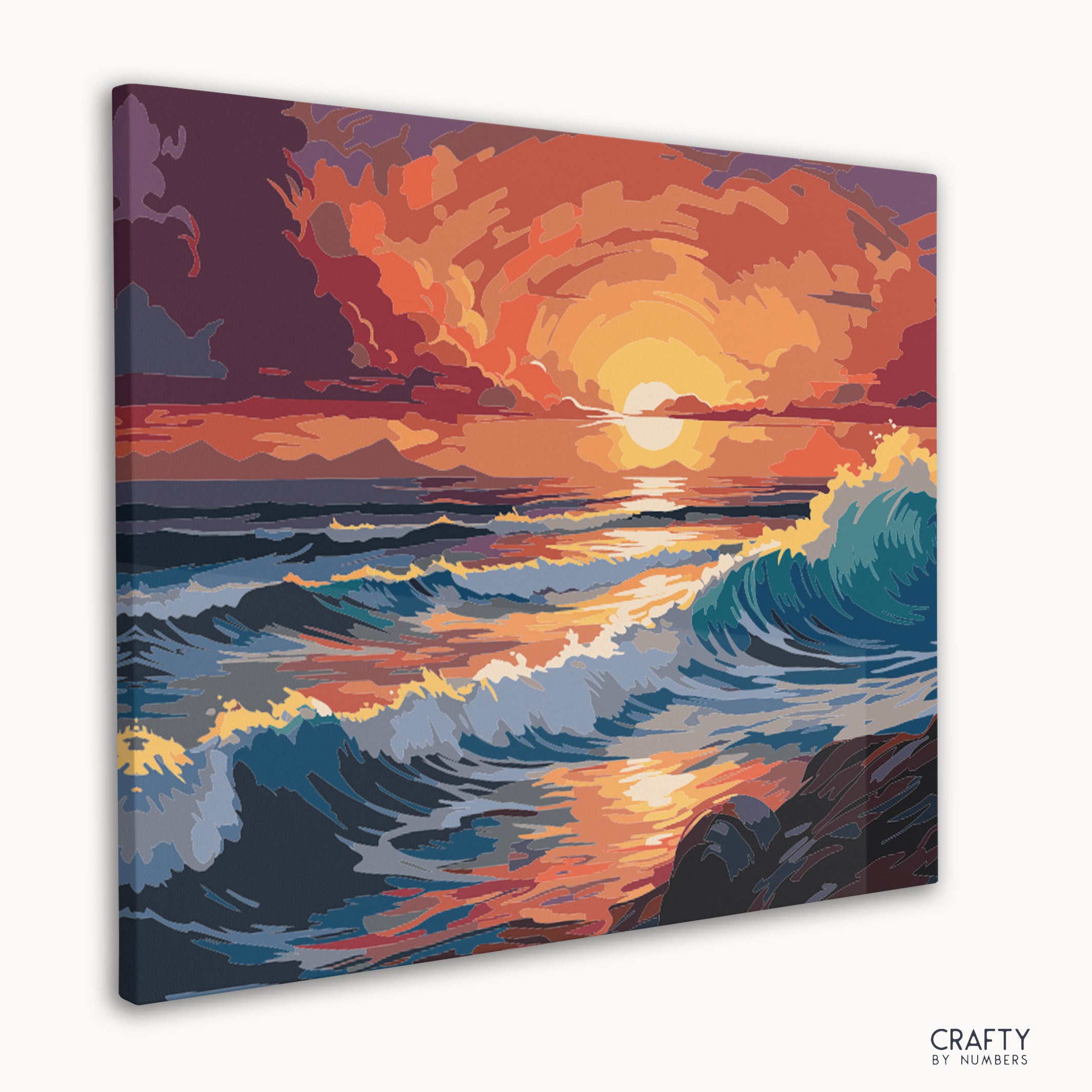 DIY painting kit of Sunset Swells crashing waves